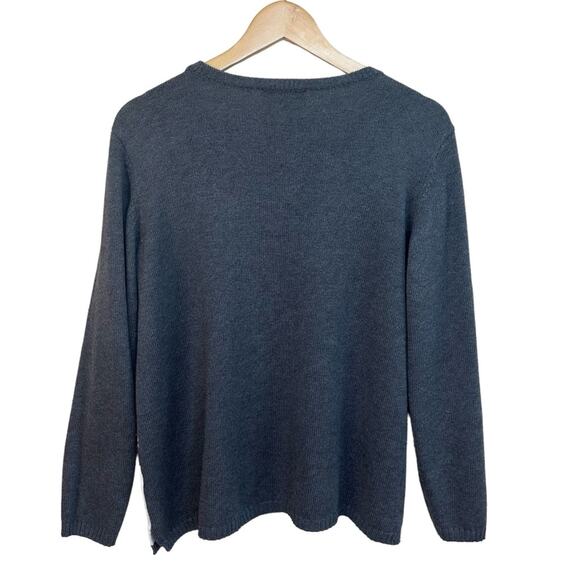 Coldwater Creek Women's Sz PL Wildlife Knit Holiday Sweater Charcoal Christmas - Picture 3 of 15